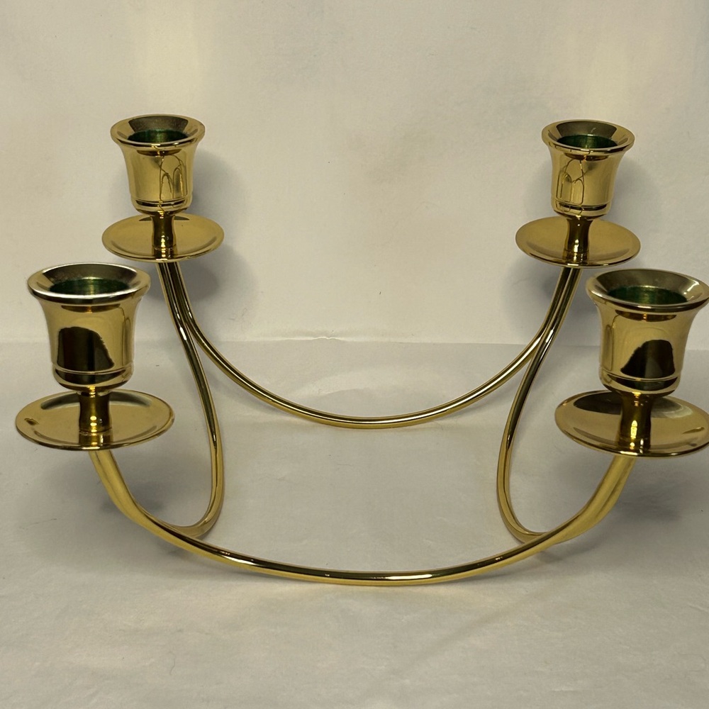 Vintage Brass 4 Arm Candlestick Holder Centerpiece